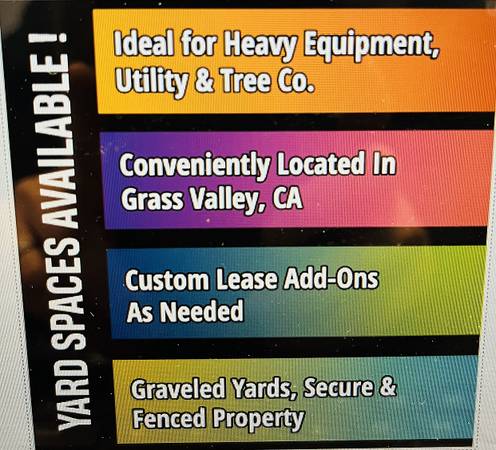 $1,250 LARGE YARD SPACE FOR LEASE! GRASS VALLEY, CA - READY SEPTEMBER! (Grass Valley, Nevada County, Sacramento)63900441559427123