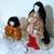 TWO BEAUTIFUL VINTAGE JAPANESE GEISHA DOLLS DRESSED IN BROCADE FABRIC 3 thumbnail