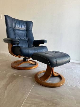 Hjellegjerde Norwegian Swivel Recliner & Ottoman - Scandinavian Modern 1