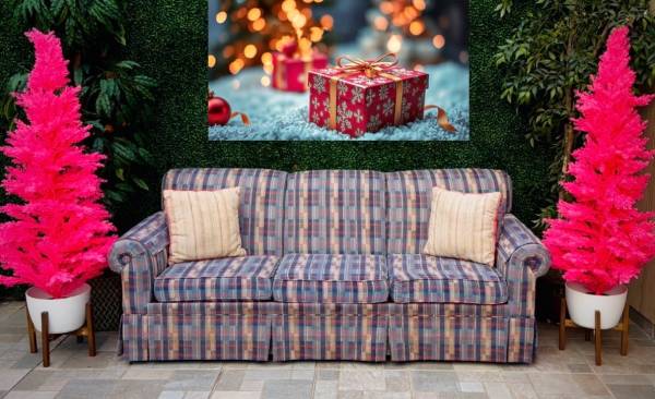 Multi Colored Striped Couch (Free Delivery) 1