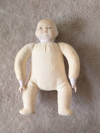 Marked Grace Putnam 1923 Germany Repro Doll with Bisque Head, Cloth Frog Body 1