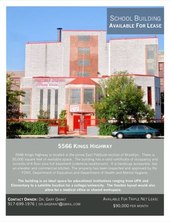 $90,000 / 23000ft2 - Brooklyn School Building Available For Lease (Brooklyn)63912048064002120