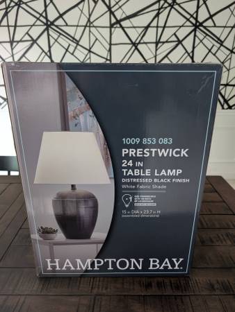 *NEW* Hampton Bay Prestwick 23.75 in. Black Artisan Ceramic Table Lamp 1