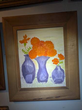 Painting- Marigolds in Vases 11x14" 1