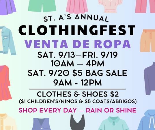 Venta de Ropa   Sat  Sept 13 to Sept 20 St. Augustine’s Episcopal Chur 1
