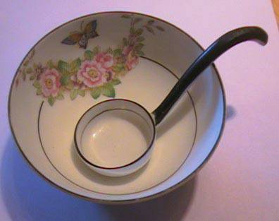 vintage Noritake whipped cream bowl with spoon 1