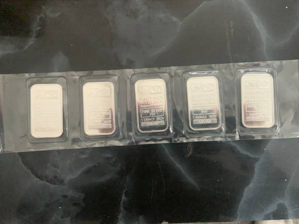 JM 1oz. silver bars sequential serial numbers 1