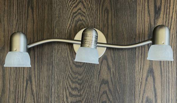 3-Light Track Fixture with Alabaster Glass Shades. 1
