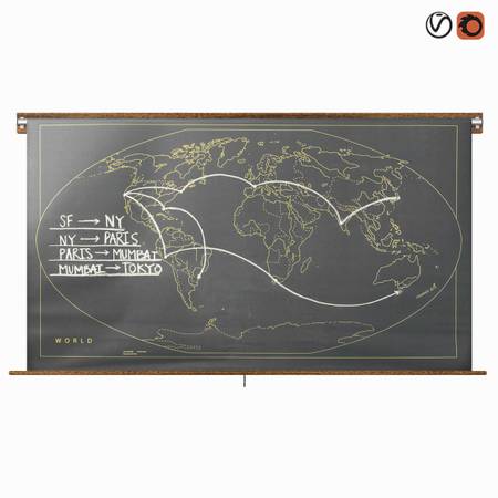 $640 Restoration Hardware Military Chalkboard World Map 1