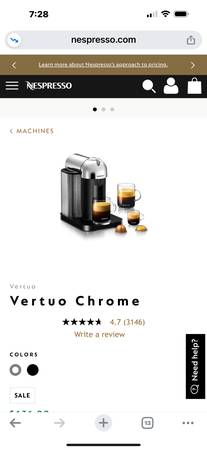Nespresso vertuo machine Chrome color 1