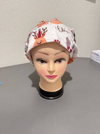 Bran new 25 PCS Adjustable Christmas Cap with Elastic Bouffant Hats with Print f 1