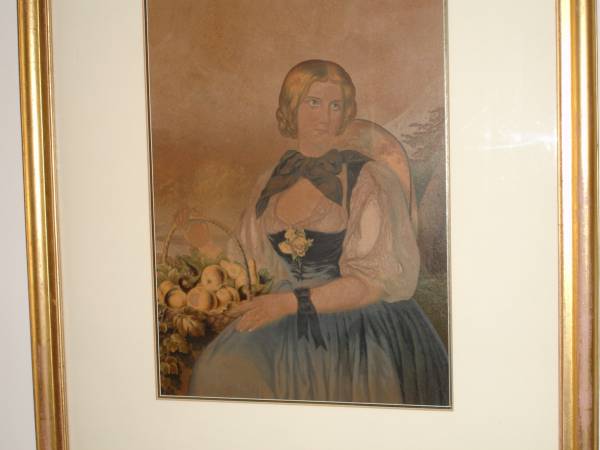 Antique 1800's Lithograph/period frame & antique glass 1