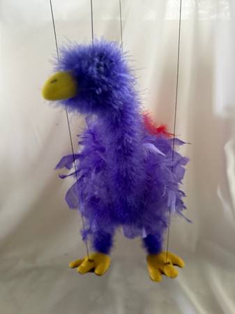 Charming Purple and Red Feathered Flamingo Hand Marionette - With Char 1