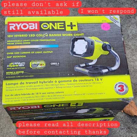 Ryobi 18V Hybrid LED Color Range Light P795 New in box 1