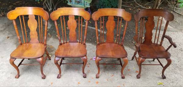 Rare Amazing Balloon Back Claw Feet Solid Wood Chairs w/ Captain 1