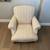 Oversized Cream Striped Upholstered Accent Chair with Wood Legs 6 thumbnail