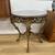 Rococo Style Marquetry Parquetry Floral Glass Round Side Table 1 thumbnail