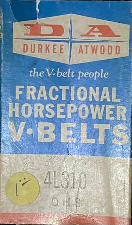 Durkee/Atwood V-belt #4L310 OHS 1