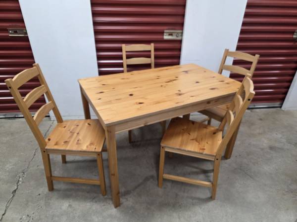 IKEA JOKKMOKK Solid Pine Dining Table Set w/ 4 Chairs – Natural Wood 1