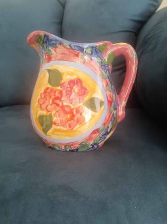 Julie Keyes Signed Hand Painted Decorative Pitcher 1