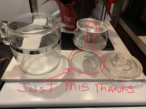 Wanted 4 cup Pyrex coffee pot glass stem for coffee pot 1