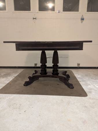 Antique Mahogany Game Table Table with Carved Pedestal and Claw Feet - $300 (Hillsborough)63470912985603123