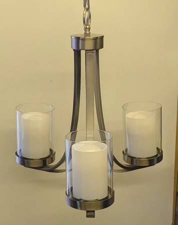 Modern Three-Light Brushed Nickel Chandelier 1