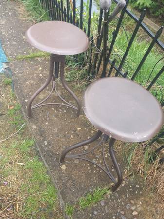 2 Metal Wind Up Stools 1