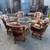 Dark Rattan/Wicker Round Glass Table w/5 Chairs Cushions Used 2 thumbnail