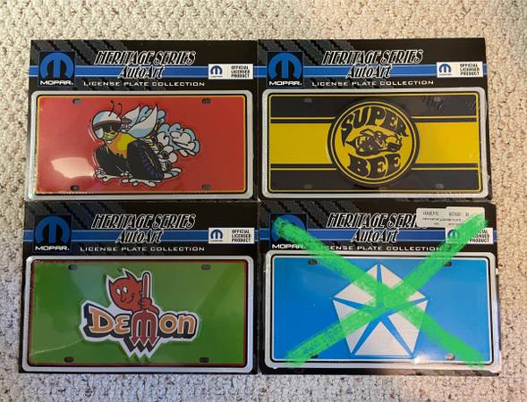 Mopar Chrysler Dodge License Plates Garage Wall Art Demon Superbee Scat Pack 1