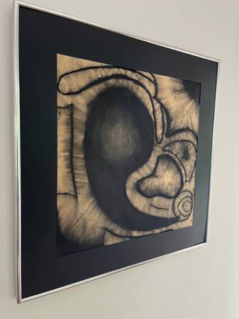 Mid century modern abstract charcoal painting 1