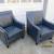 TWO ELEGANT LEATHER ABBYSON DARK BLUE CHAIRS 2 thumbnail