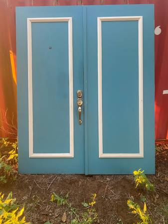 Solid Wood French Entry/Storm Door Combo. 1