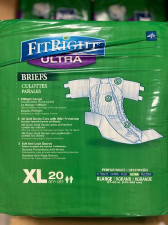 7 Bags of FitRight Ultra Adult Diapers Size Extra Large XL - $3 (Vancouver)63470811927171121