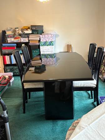 Vintage black lacquer dining room set. 1