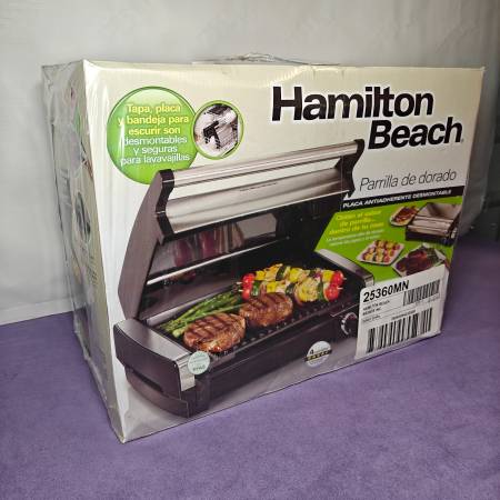 Hamilton Beach Electric Indoor Searing Grill, model 25360MN NEW SEALED 1