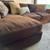 Dark brown down filled sectional movable chaise 2 thumbnail