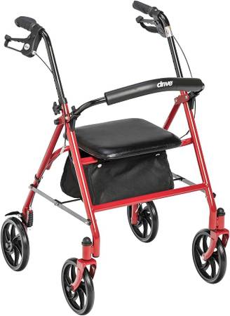 Drive Medical 10257RD-1 4 Wheel Rollator Walker With Seat, 7.5" Wheels 1