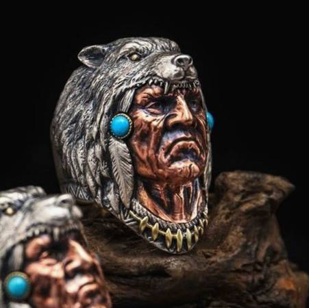 Men’s Indian Warrior Chief Ring  Size 9 1