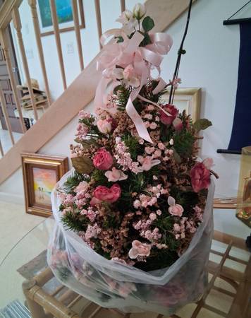 Pink Grand Topiary Artificial Silk Floral Christmas Tree 25 in.x 18 in. 1