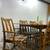 Mid century Walnut dining table with plaid upholstery accent chairs 10 thumbnail