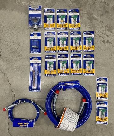 13 Brand New GRACO Sprayer Tips, RAC-X Tip Guard, Hoses, and more! 1