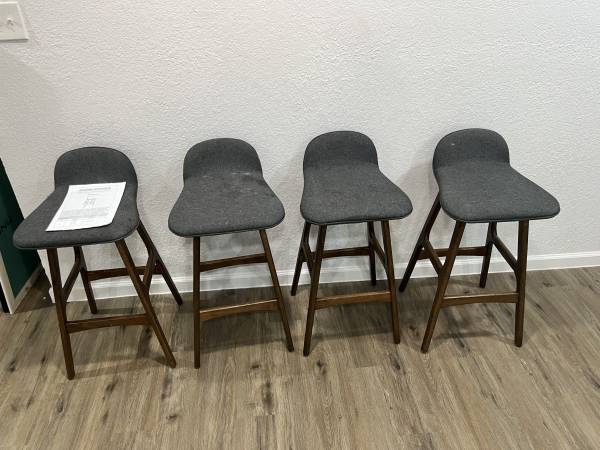 Noble House Counter Stools, Set of 4 — Gray, Walnut Legs (Stained) 1