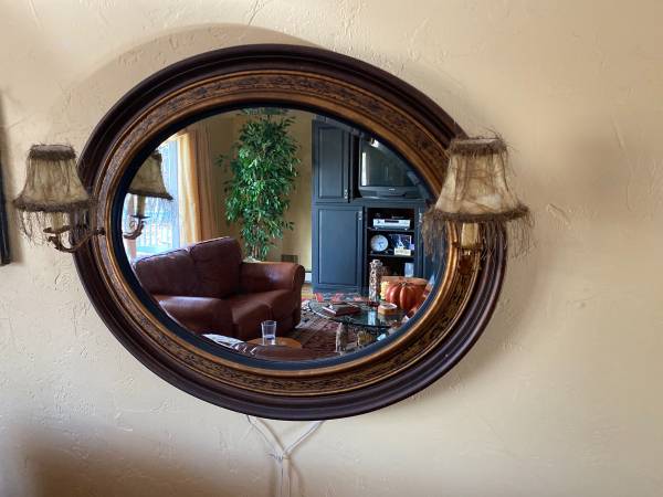 miroir oval wood + lighted 1