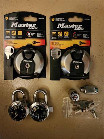 Locks Storage Unit Set Of 7 Master Round Lock & Combination NEW 1