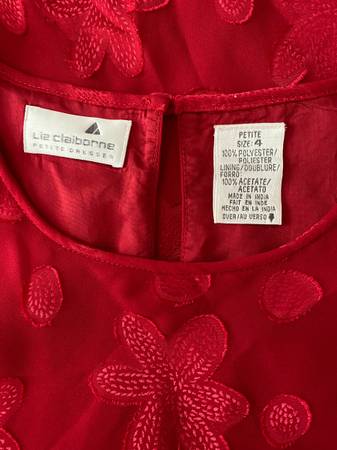liz claiborne red lace dress Liz Claiborne Red and Black Cocktail Lace Dress with
