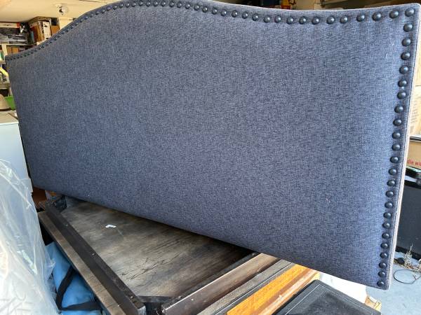 Grey fabric queen headboard new 1