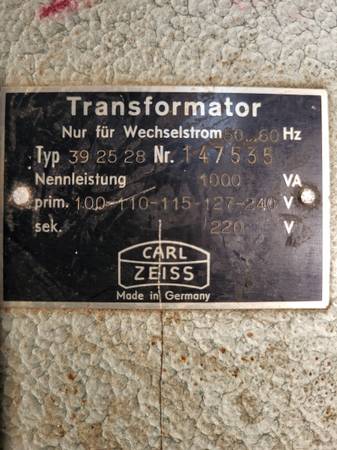 Carl Zeiss Transformator Transformer 7 1/2"L x 5 1/4"W x 5 1/2"T 1