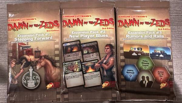 Dawn of the Zeds 3rd Edition Board Game Expansion Packs #1, 2, & 3 1