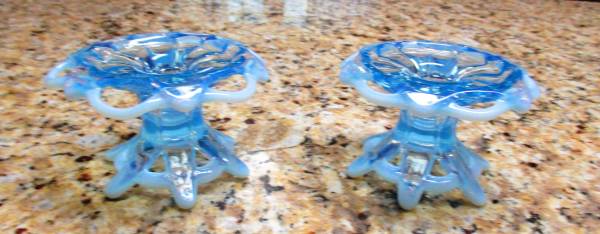 Vintage Blue candlestick Holders from the 40's 1